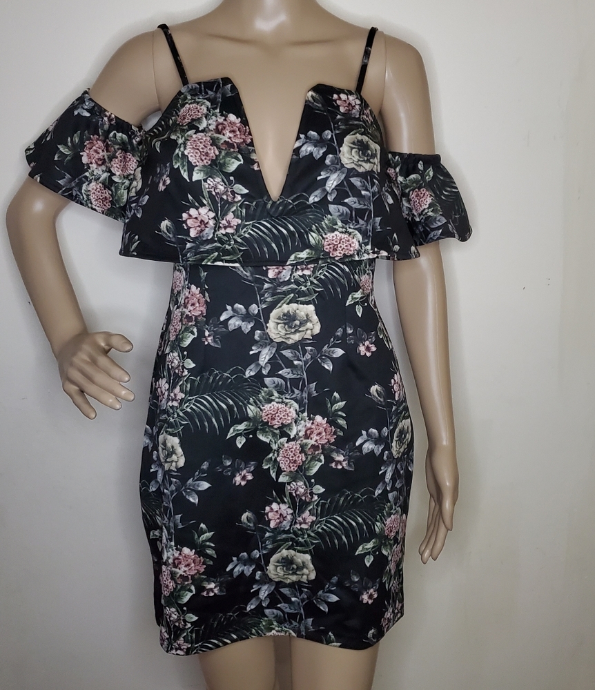 WOMEN BLACK FLORAL DRESS